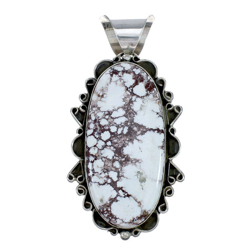 Navajo Wild Horse Turquoise And Authentic Sterling Silver Pendant AX129486